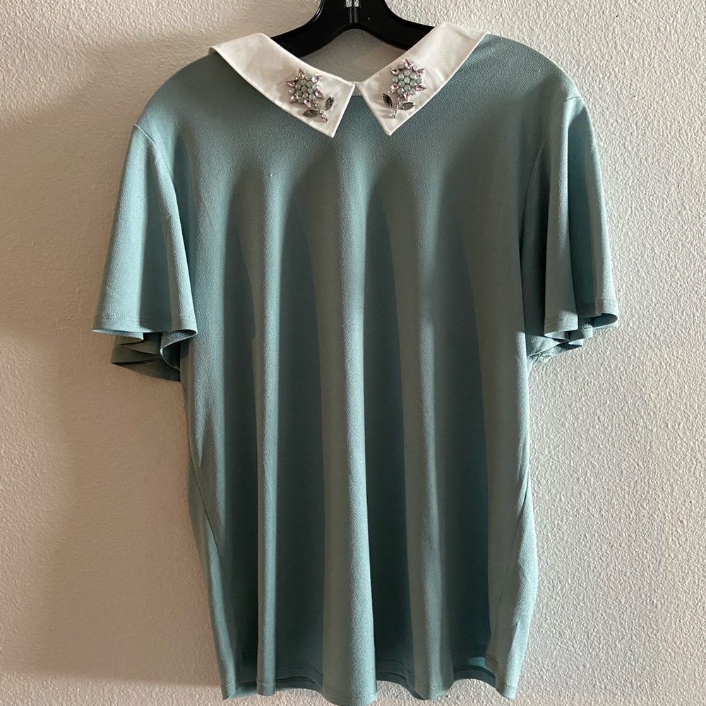 Jeweled collar shirt